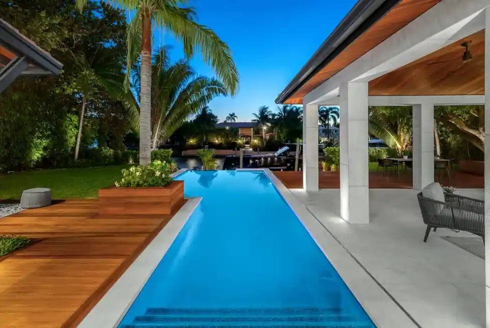 Casa Exumas lap pool beside the waterfront